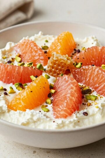 Winter Citrus Ricotta Breakfast Bowl with Honeycomb