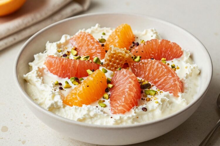 Winter Citrus Ricotta Breakfast Bowl with Honeycomb