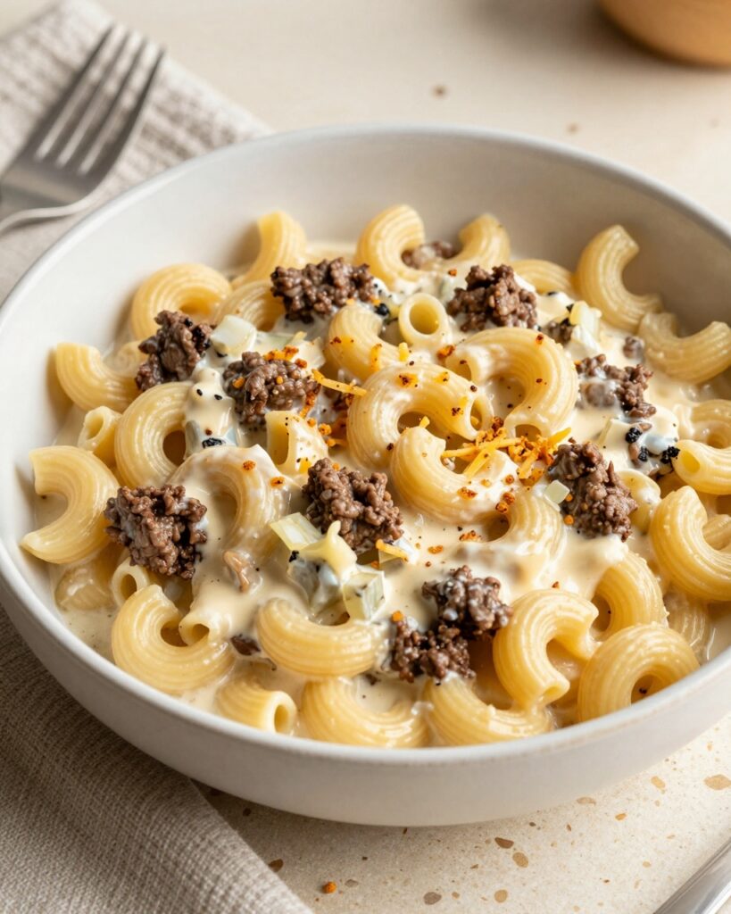 Hamburger Meat And Alfredo Sauce