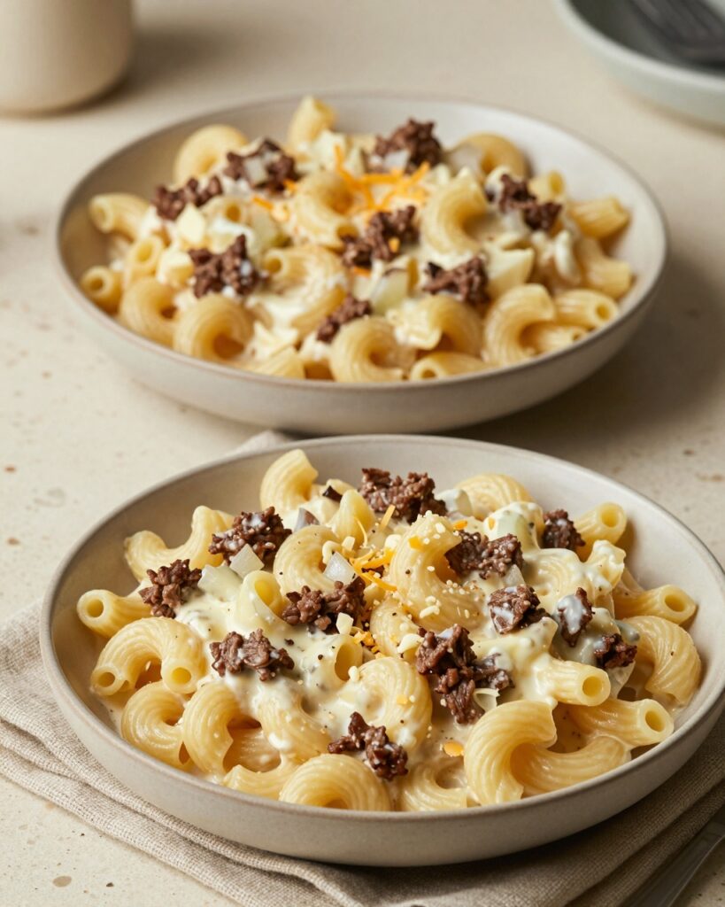 Hamburger Meat And Alfredo Sauce