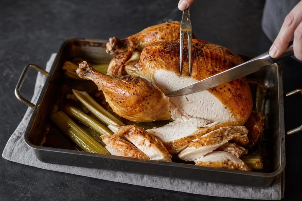 Roast chicken in a roaster oven
