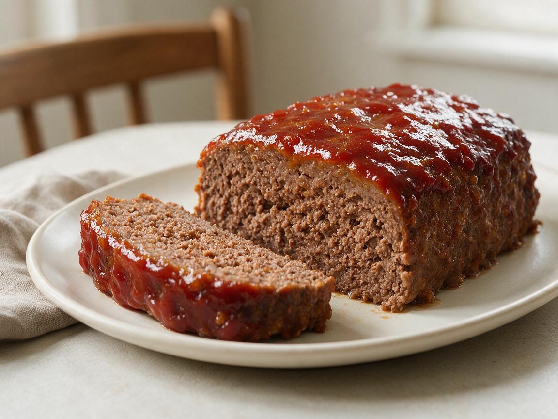 Lipton Onion Soup Meatloaf - overhead serving view