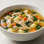 Hearty Chicken and Vegetable Soup with Spinach and Lemon