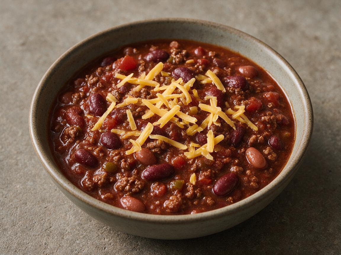 Chili Recipe Crockpot: Slow Cooker Chili - overhead serving view